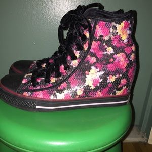 Daddy'$ Awesome Floral Sequin Wedge Sneakers
